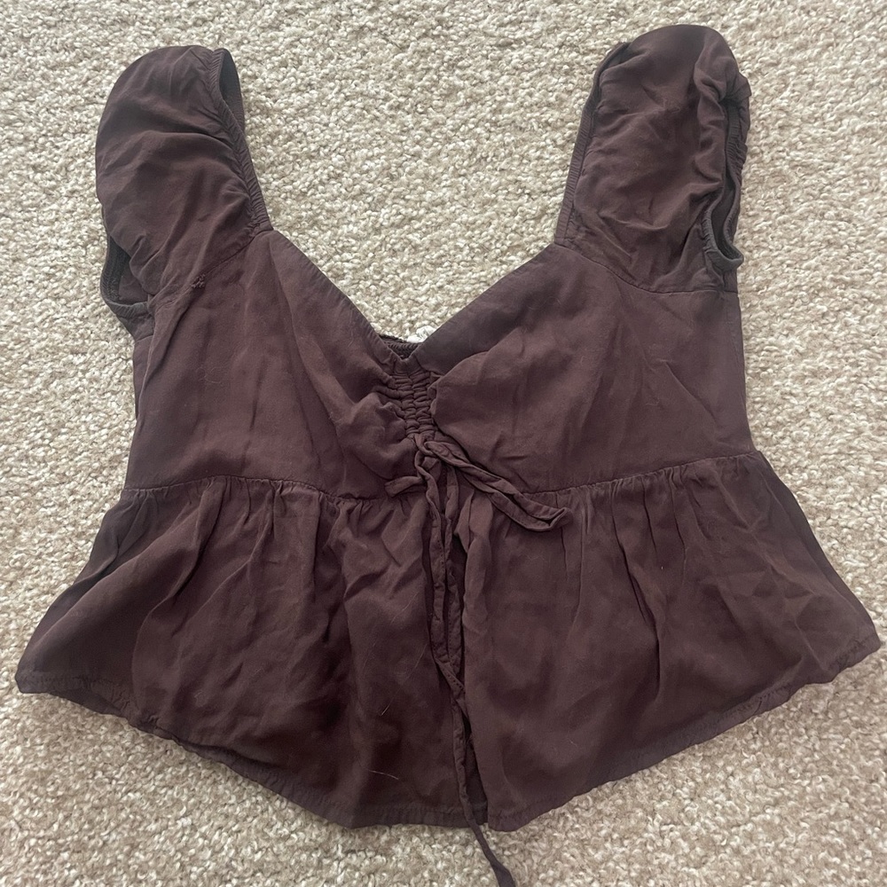 Crop puffy sleeve doll shirt
